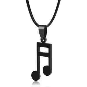 Stainless Steel Music Note Pendant Necklace Men Keepsake Memorial Jewelry Trendy