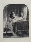 Antique 1844 Etching “MEDITATION” by Charles West Cope