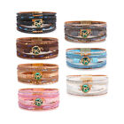 Leather Wrap Magnet Bracelet Bowknot Beads Charms Bracelet Multi Color 07212
