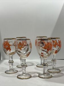 New ListingVintage 6 Hand Painted Wine Glasses Made In Romania 6” Tall