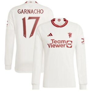 Garnacho #17 Manchester United Third Kit Long Sleeve- Size L Mens , FA CUP