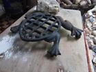 Adorable Primitive Vintage Cast Iron Frog Shaped Trivet Rusty Rustic Patina