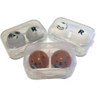 3 Pack Cute Bear Contact Lens Case Travel Kit Storage Box with Tweezers Remover