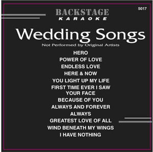WEDDING SONGS Karaoke CD+G 13 TRACKS Backstage #5017 NEW in ORGINAL Black Sleeve