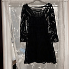 EXPRESS Black Sheer Lace Overlay Cocktail Formal Dress Size Medium Knee Length