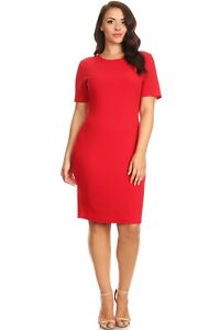 Womens Dress Plus Size Short Sleeve  4X Red