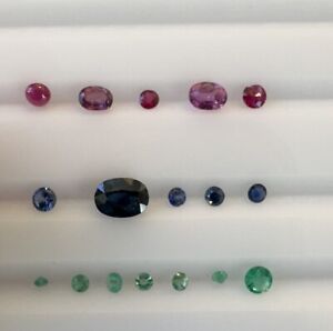 Petite Lot of Natural PRECIOUS Stones-RUBY SAPPHIRE EMERALD some chipped- 1.67ct