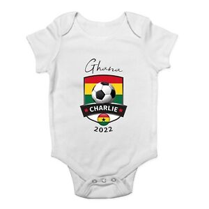 Personalised Baby Grow Ghana Football World Cup Shield Vest Bodysuit Boys Girls