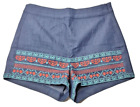 VTG Embroidered Shorts High Waist Hot Pants Multicolor Hidden Zipper Lightweight