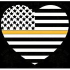 Thin Gold Line Heart Flag 911 Dispatcher Vinyl Decal Sticker