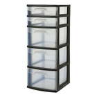 Plastic 5-Drawer Tower, Black with Clear Drawers, Aesthetically Pleasing Frame