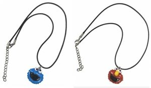 Handmade Elmo Or Cookie Monster Acrylic Pendant On Black Cord Necklace - 42cm