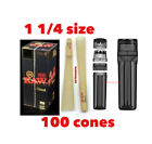 RAW BLACK  1 1/4 size pre rolled cone +new design portable 3in1 grinder