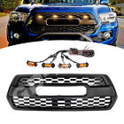 For Tacoma Hood Grill 2016-2023 Bumper Grille With Accessories+4 LED Matte Black (For: 2023 Tacoma)