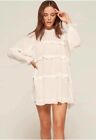 Reformation Victoria Mini Babydoll Dress XS Ivory Ruffle Long Sleeve Semi Sheer