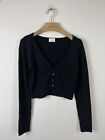 Aritzia Wilfred Cardigan Sweater Cropped Size Small Black Nylon Blend