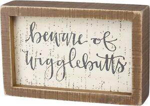 Primitives by Kathy Box Sign Beware Of Wigglebutts Dog Lover Rustic Home Decor