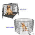 Dog Crate Kennel Folding Metal Pet Cage 2 Door With Tray Pan 24