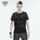 Devil Fashion Men Black Gothic Punk Slim Fit Mesh T-Shirt With Detachable Straps