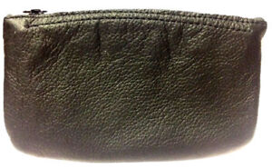 Black Leather Full Size Tobacco Pouch with Zipper Holds 2 oz Pipe Tobacco - 1168