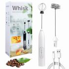 New ListingElectric Milk Frother Double Whisk Handheld Coffee Foam Mixer USB Rechargeable