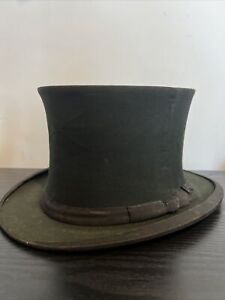 Tress & Co 1920s Antique Black Silk Collapsible Opera Top Hat . Pop Up. UK 6 7/8