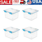 32 Qt Gasket Storage Box Storage Bin Container Organizer  w/ Lid Blue Set of 4