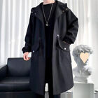 Mens Windbreaker Coat Outwear Long Ankle-length Cardigan Jacket Trench Coat +