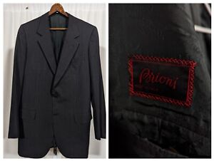 Brioni Vintage Gray Red Pinstripe Wool Blazer Italy 50 40