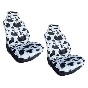 New Black & White Cow Animal Print High Back Seat Covers for Cars SUVs Vans