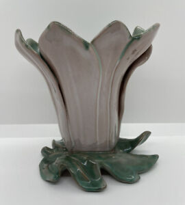 Vintage Rare Stangl #3503 Terra Rose Two Tone Mauve And Green Flower Vase 7” EUC