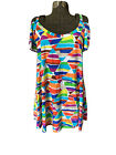 Coco Rave Cold Shoulder Colorful Abstract Print Mini Dress Swim Coverup Size L