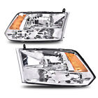 Chrome Quad Amber Headlights For 2009-2018 Dodge Ram 1500 2500 3500 Headlamps