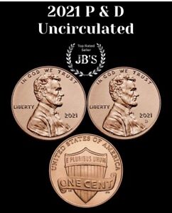 2021-P&D Lincoln Shield Cent (2) Penny Set BRILLIANT UNCIRCULATED *JB's Coins*