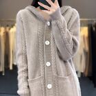 Thick Hooded Wool Cardigan Autumn Cashmere Jacket Knitted Sweater Women Loose