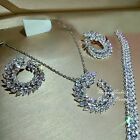 18k Platinum Plated Necklace Earrings Bracelet made w Swarovski Crystal Marquise