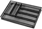 Flatware Drawer Organizer Slip Resistant Kitchen Tray with 6 Sections Black