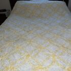 Vintage Chenille Bedspread Yellow  & White Wedding Ring Pattern - 98” X 99”