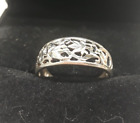 Diamond Cut Leaf Ring Sterling Silver NF 925  4mm Wide Band Size 8 - 2.7g