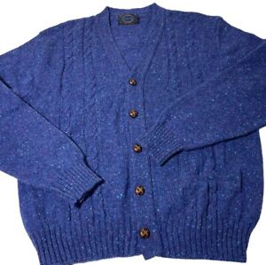 Vintage Jantzen Cardigan Mens Large Blue Knit Sweater Grandpa USA
