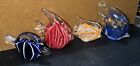Art Glass Hand Blown Angel Fish Paperweights  Lot Of 4