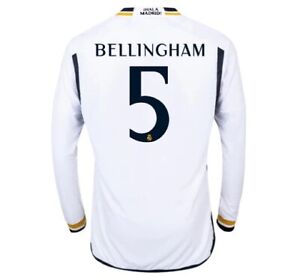 Real Madrid 23/24 Home Adidas Authentic Long Sleeve Jersey Jude Bellingham 5 M
