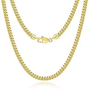 Gold Chain for Women, 3.5mm Italian Solid 18K Gold Cuban Link Chain Necklace ...