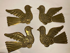 Set of 4 Vintage Brass Sheet Punched Cutout Birds Doves In Flight Wall Hangings