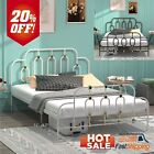 Full Size Bed Frame Heavy Duty Metal Platform with Headboard with Gold Details