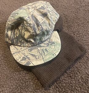 Vintage Cabelas Hunting Hat Trapper Cap built-in Beanie Camo Size Large USA Made
