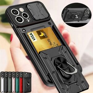Case For iPhone 15 Pro Max 14 13 12 11 8 Camera Cover Card Slot Shockproof Stand