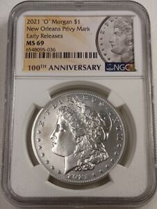 2021-O NGC MS69 ER Morgan Silver Dollar New Orleans Privy Mark #6548095-036