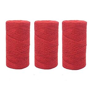 1000 Feet c. 333 Yards 2mm 3 Ply Red Jute Twine String Rolls For Artworks And