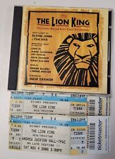 2 tickets to The  LION KING Nov 2006 + CD broadway cast 1997